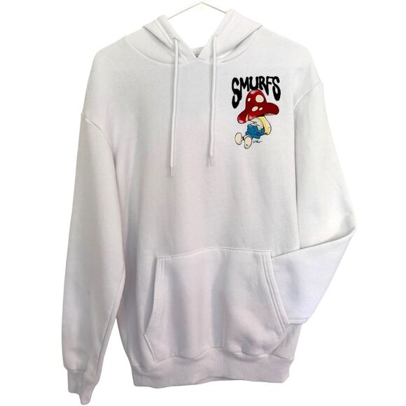 Men's Women's Size SMALL White Smurfs Medium Hoodie Smurf Brand -UNISEX - Picture 1 of 6